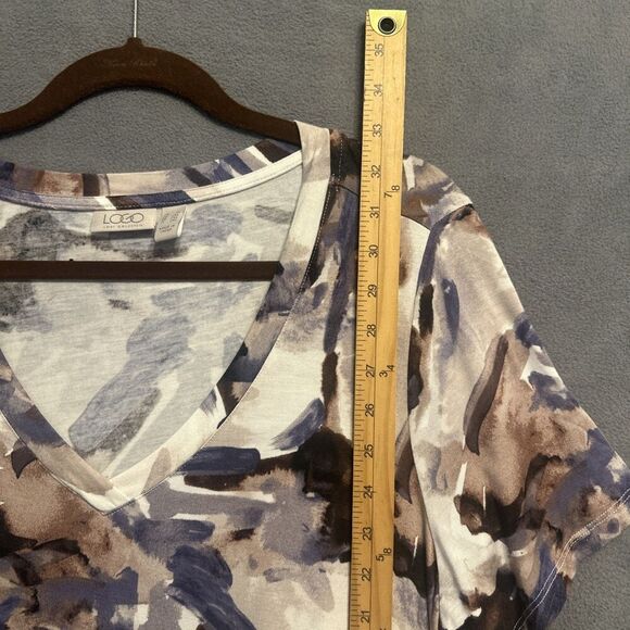 LOGO Lori Goldstein Asymmetric Hem Tunic Top Plus Size 1X Watercolor Art to Wear - Picture 4 of 7